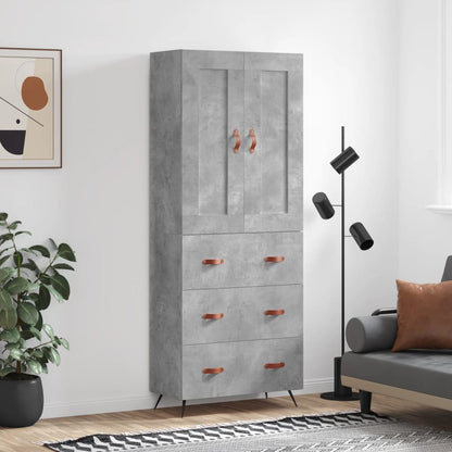 Aparador Alto Madera Contrachapada Gris Hormigón 69,5x34x180 Cm_0