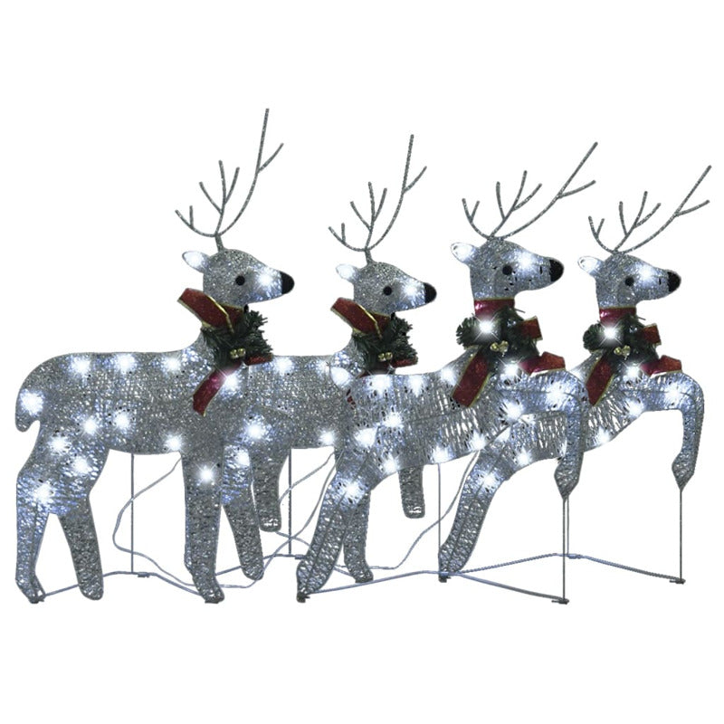 Vidaxl Renos De Navidad 4 Unidades 80 Led Plateado_3