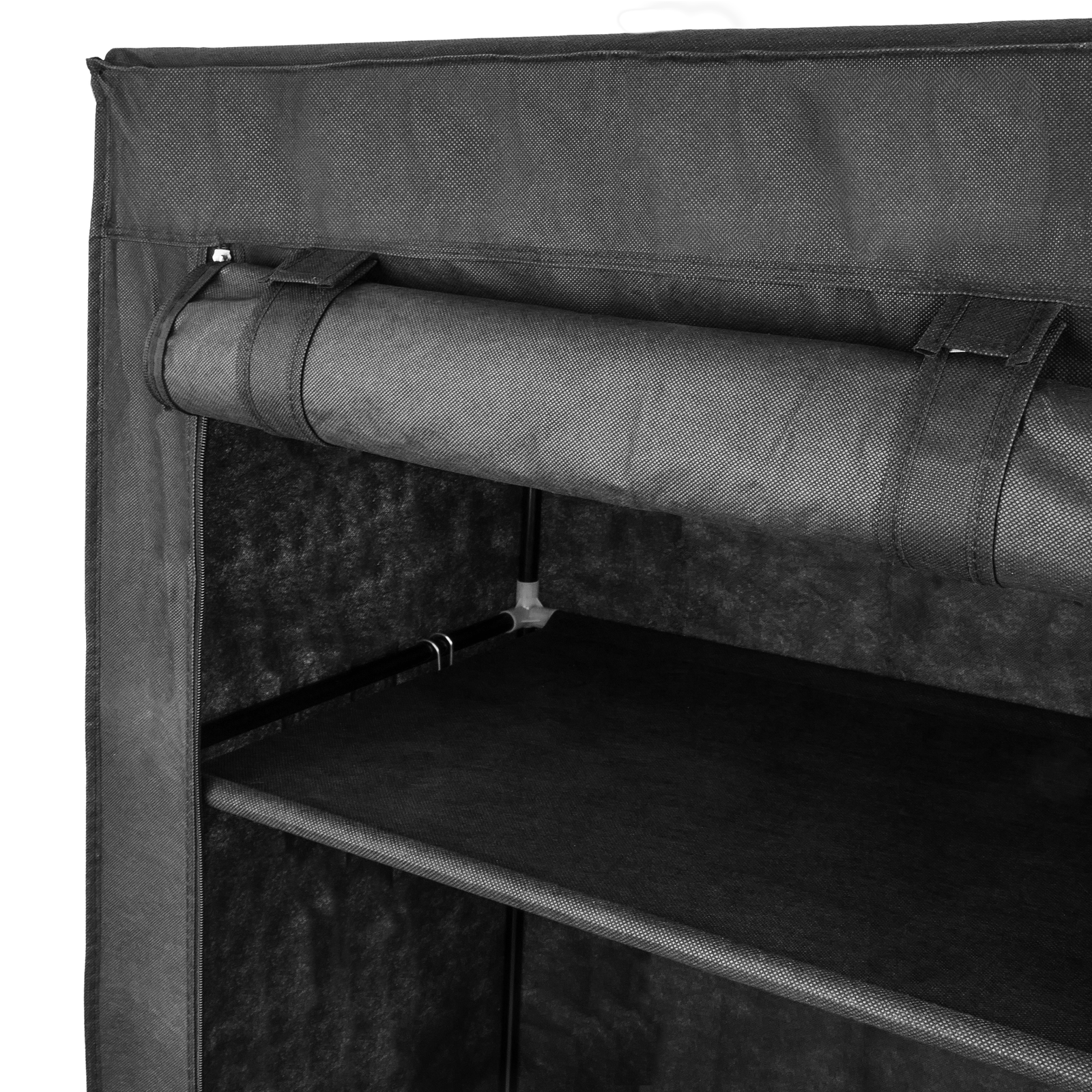 Armario Ropero Guardarropa De Tela Desmontable 70 X 45 X 155 Cm Negro Con Puerta Enrollable_4