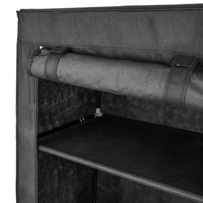 Armario Ropero Guardarropa De Tela Desmontable 70 X 45 X 155 Cm Negro Con Puerta Enrollable_4