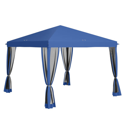 Outsunny Carpa Plegable 3x3 M Con 4 Paredes Laterales De Malla Azul_0