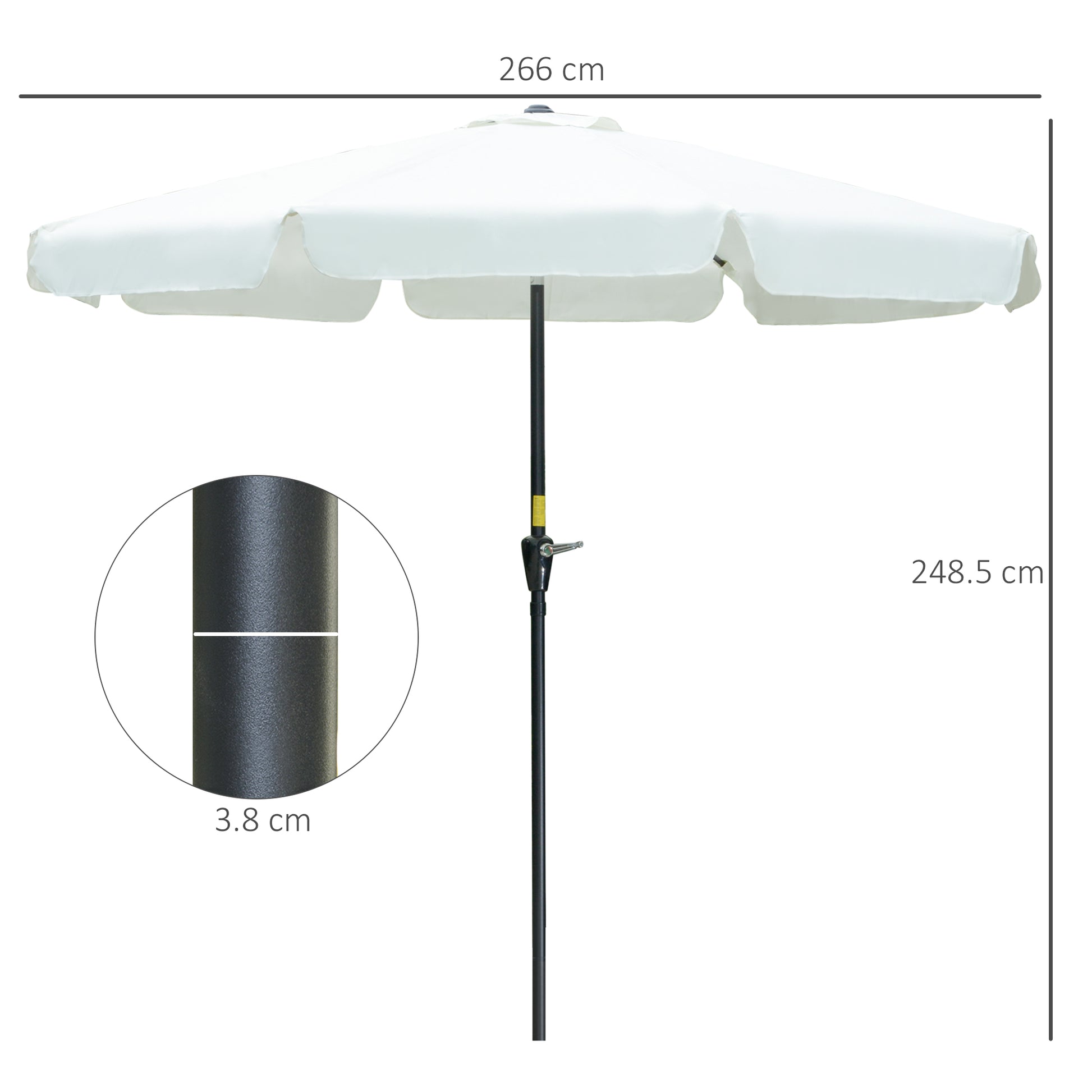 Outsunny Sombrilla De Jardín De Aluminio Ø266x248,5 Cm Con Ángulo Ajustable_2