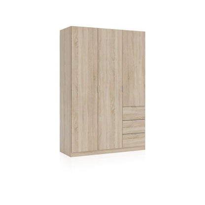 Armario Magan 3 Puertas Y 3 Cajones Melamina, Roble, 135 X 200 X 52_0