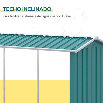 Outsunny Casetilla Para Leña De Acero Galvanizado Con Techo 240x86x160 Cm Verde_5