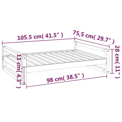 Vidaxl Cama Para Perros Madera Maciza De Pino Blanco 105,5x75,5x28 Cm_2