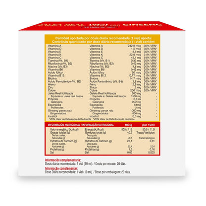 GHF Vital Geleia Real com Ginseng 20 ampolas 10 ml