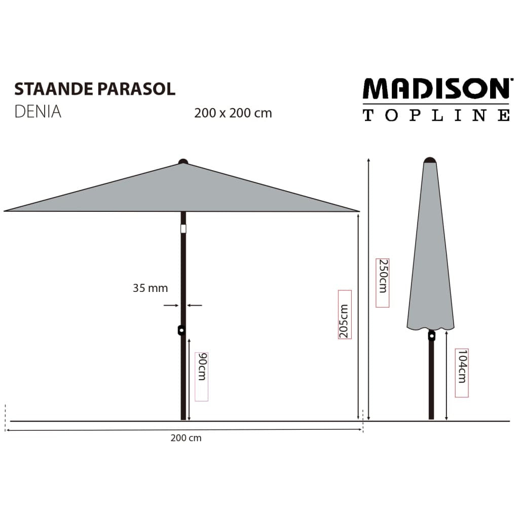 Madison Sombrilla De Jardín Denia Verde 200x200 Cm_2