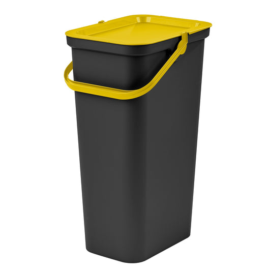 Papelera moda 40l Con Asa (cubo Negro-tapa Ámbar)_0