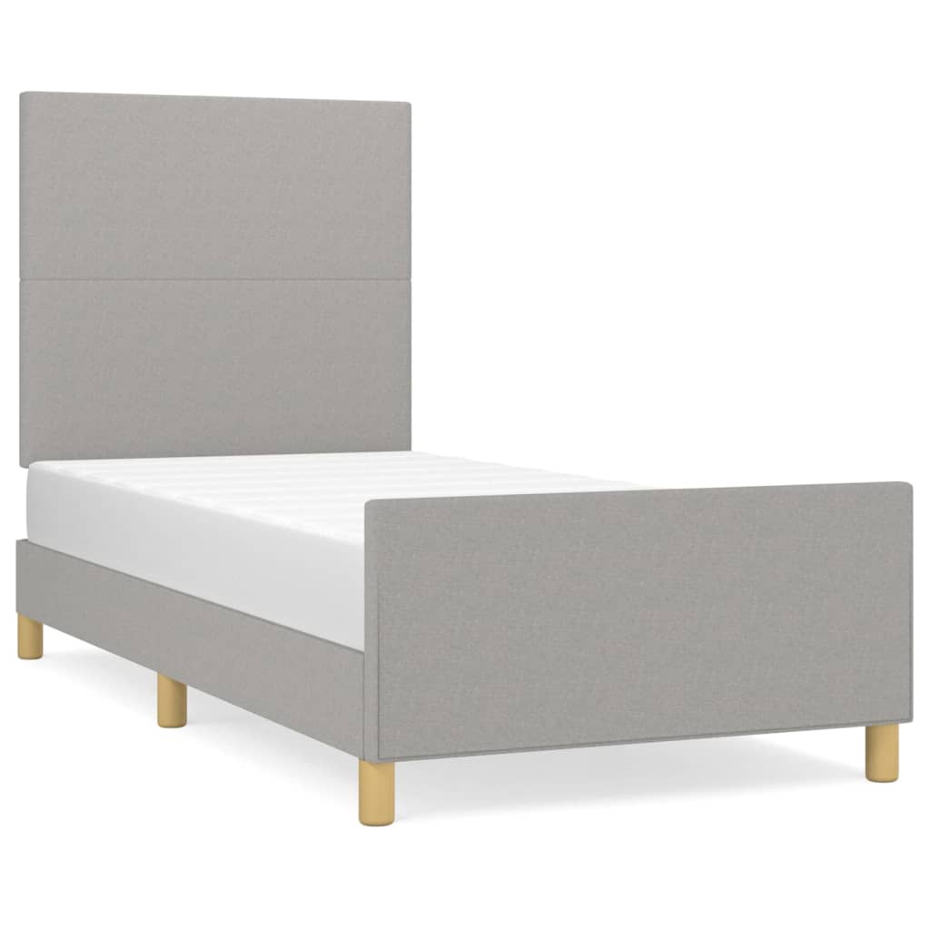 Estructura De Cama Con Cabecero De Tela Gris Claro 80x200 Cm / Vetonek_0