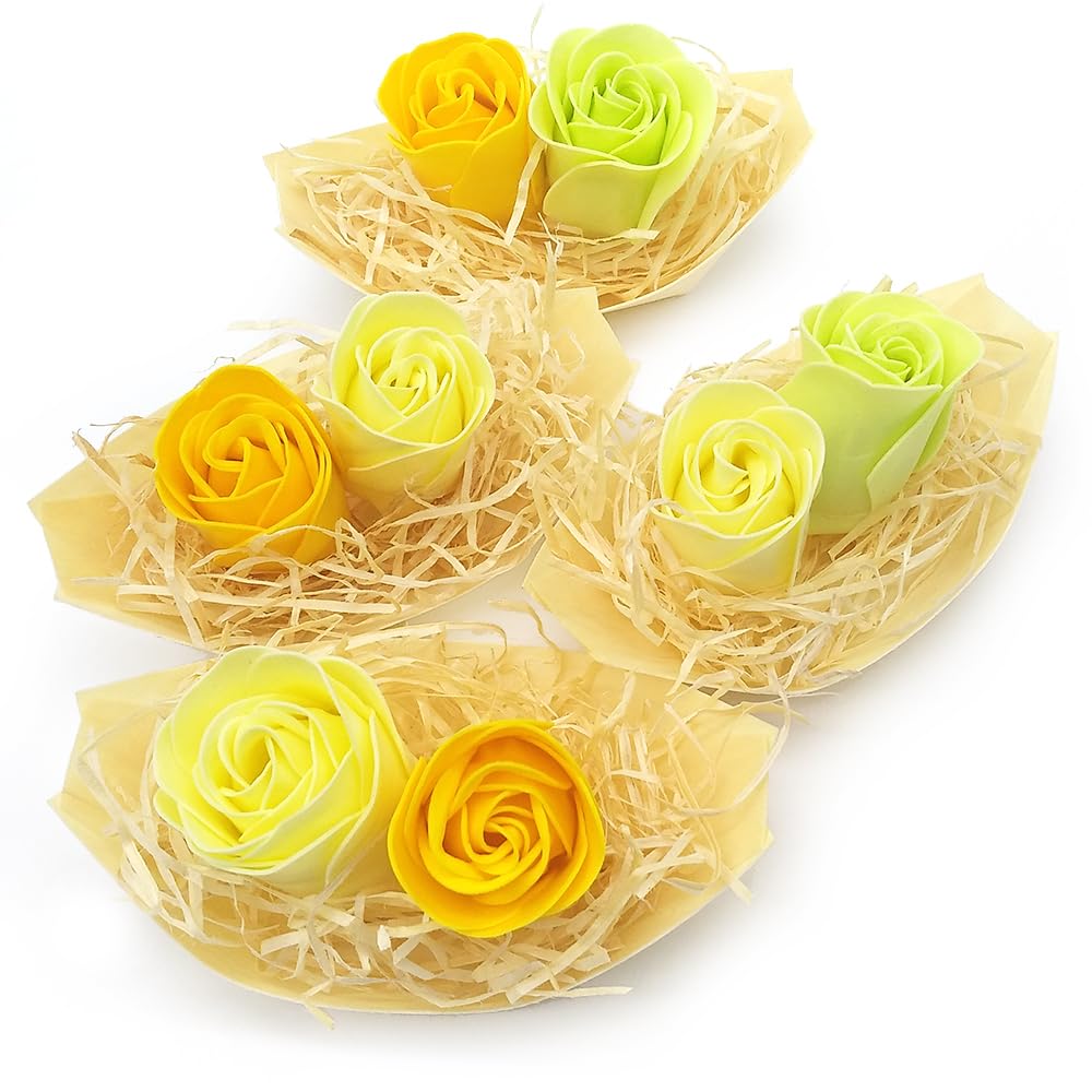 10 Barcas Con Flores Para Regalo Invitados (amarillo). Rosas De Jabón Para Baño Aromático. Detalle Original Para Eventos_0