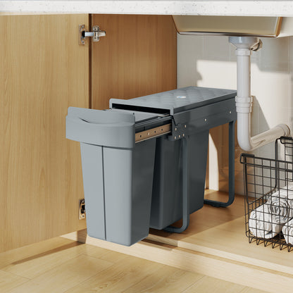 Caixote Do Lixo Extraível Homcom Abs, Metal Cinzento 52x26x40,8 Cm 851-074v00gy_4