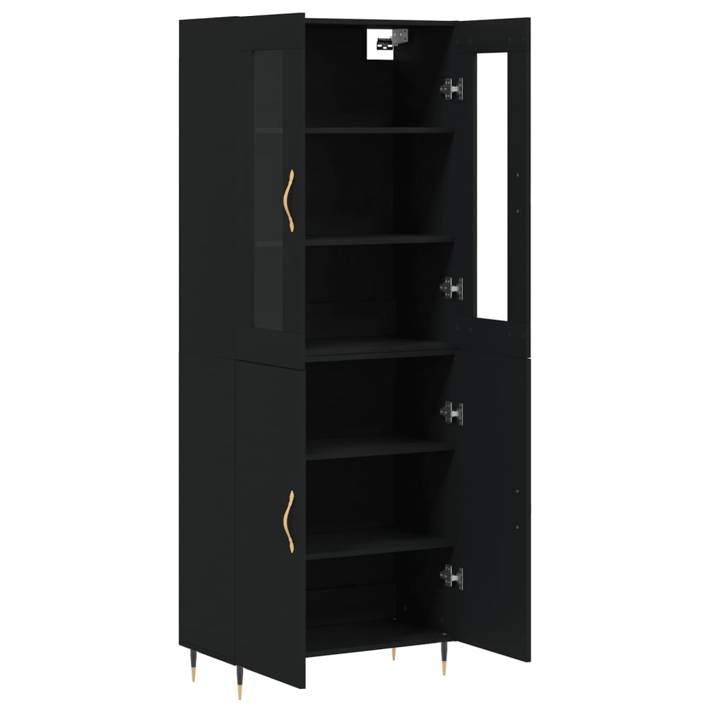 Aparador Alto Madera Contrachapada Negro 69,5x34x180 Cm_3