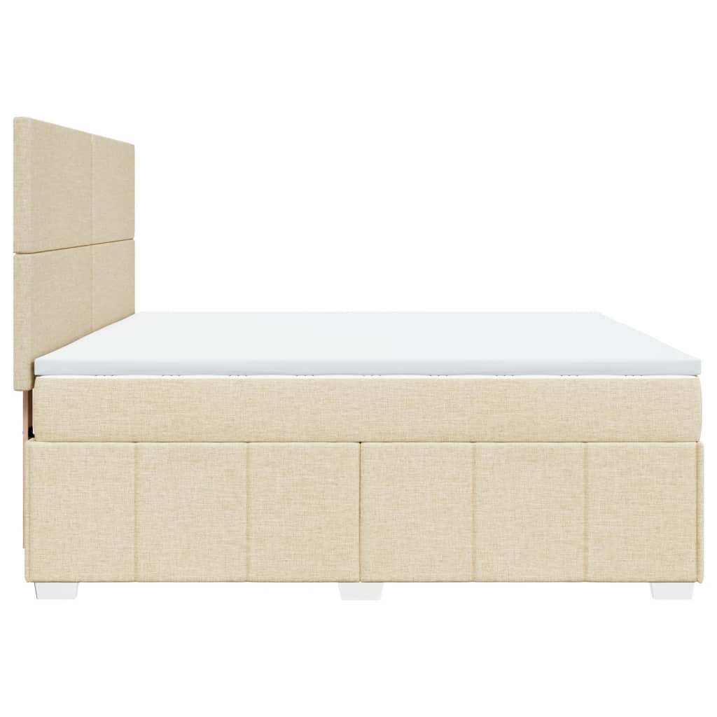 Cama Box Spring Con Colchón Tela Color Crema 180x200 Cm / Vetonek_3