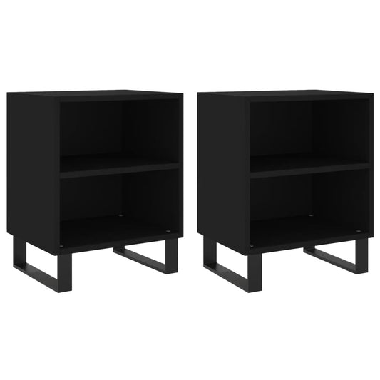 Mesitas De Noche 2 Uds Madera De Ingeniería Negro 40x30x50 Cm_0