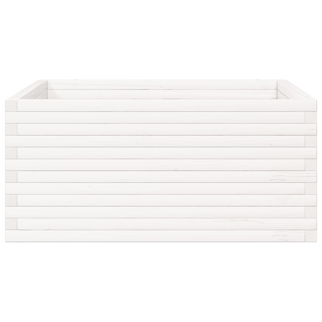 Jardinera Madera Maciza De Pino Blanco 100x100x46 Cm_4