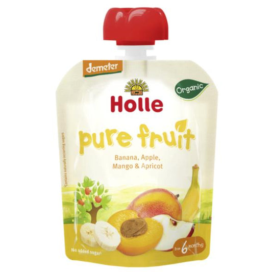 Smoothie biológico de banana, maçã, manga e alperce da Holle 90g