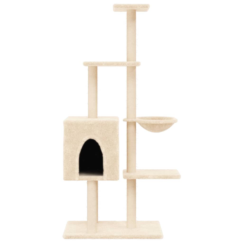 Vidaxl Rascador Para Gatos Con Postes De Sisal Color Crema 145 Cm_3
