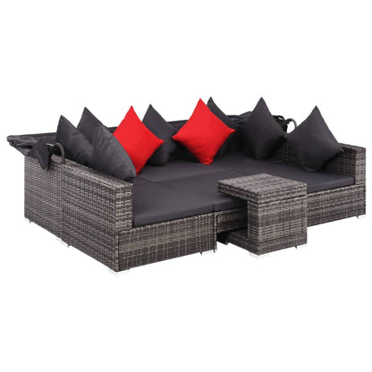 Vidaxl Set De Sofás De Jardín 7 Piezas Y Cojines Ratán Sintético Gris_3
