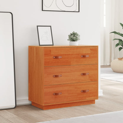 Aparador De Madera Maciza De Pino Marrón Cera 80x40x75 Cm / Vetonek_4