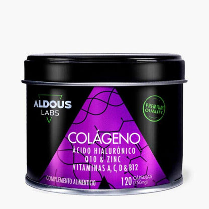 Colagénio Hidrolisado + Ácido Hialurónico + Coenzima Q10 + Vitaminas + Zinco, 120 cápsulas. Aldous Labs