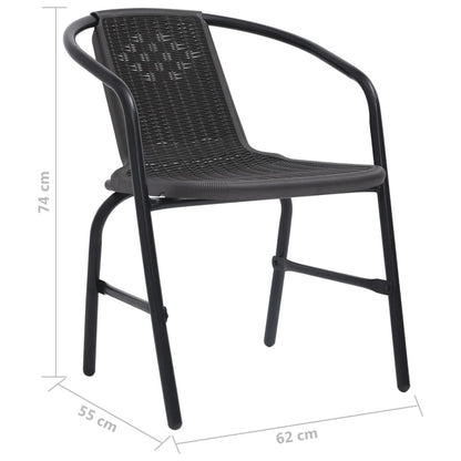Vidaxl Juego De Comedor De Jardín De 3 Piezas Negro_2