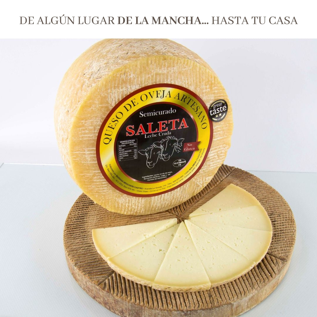 Saleta® Queso Semicurado Entero De Oveja Con Caja Gourmet (1,3 Kg) | Elaboración Artesana Quesos De La Mancha_3