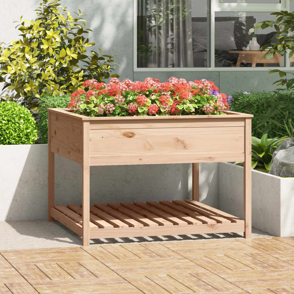 Jardinera Con Estante Madera Maciza De Pino 111,5x111,5x81 Cm_1