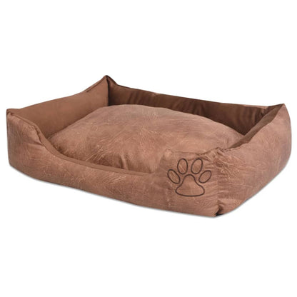 Vidaxl Cama Para Perro Con Cojín Pu Cuero Artificial Talla M Beige_0