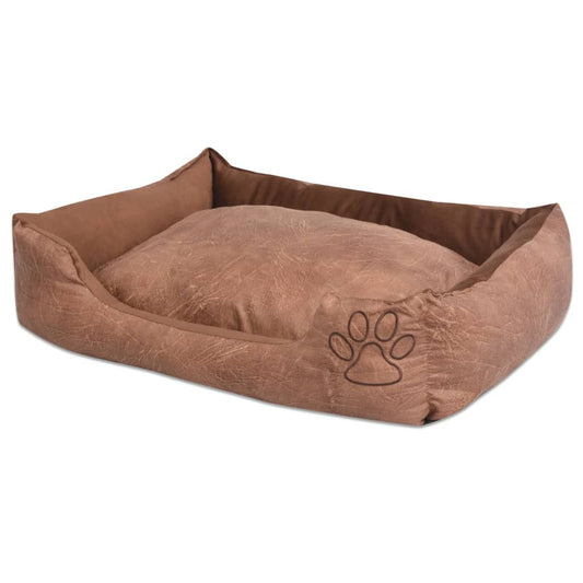 Vidaxl Cama Para Perro Con Cojín Pu Cuero Artificial Talla M Beige_0