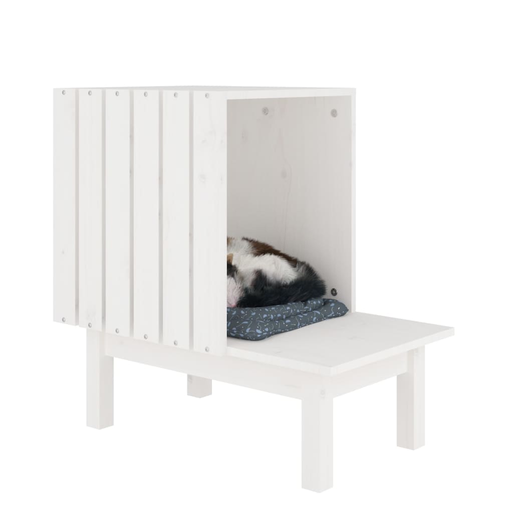 Casa Para Gatos De Madera Maciza De Pino Blanco 60x36x60 Cm_5