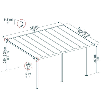Pérgola anexa Feria 555x299 cm 