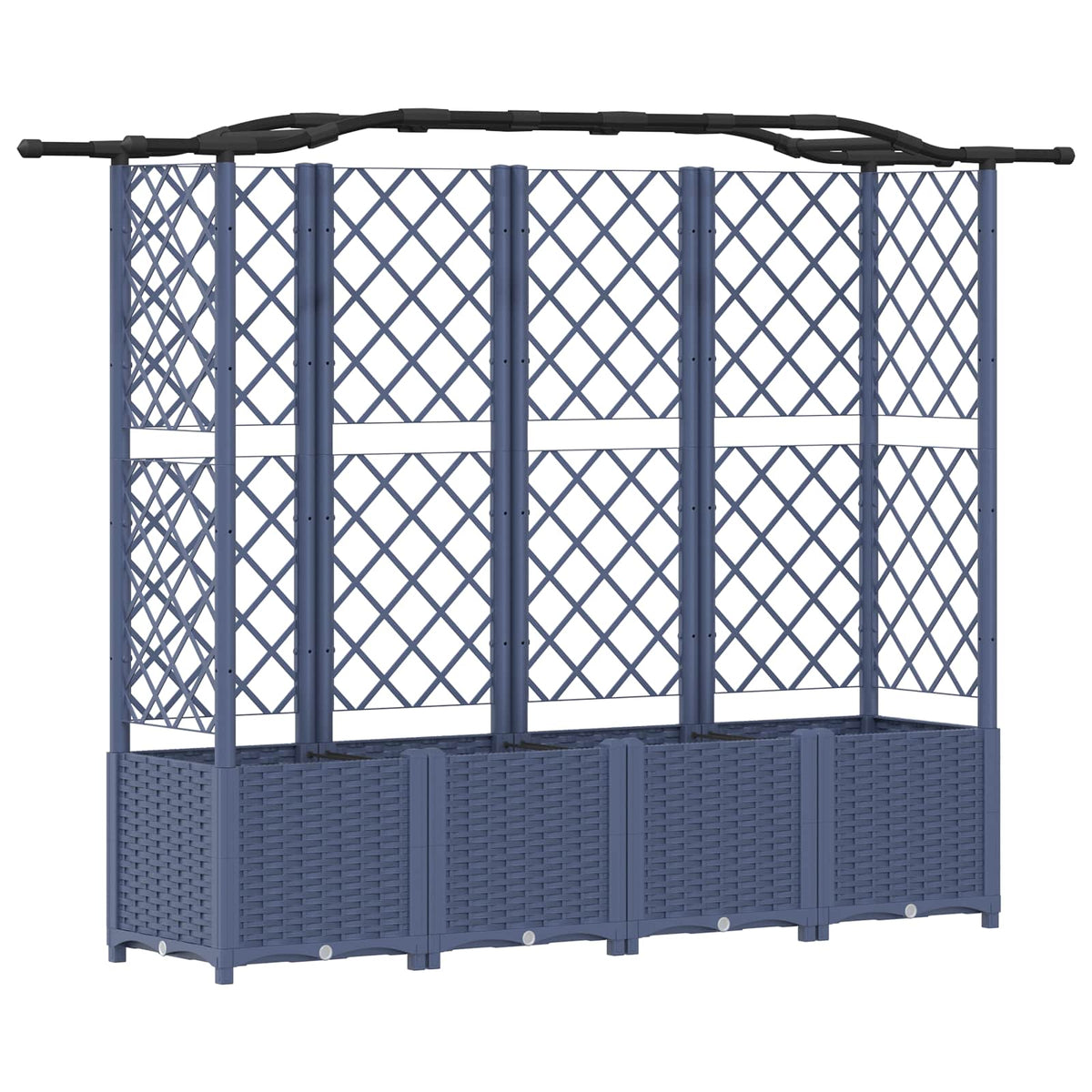 Cama Elevada Con Trellis Y Techo Gris 204 X 40 X 138 Cm Pp_0