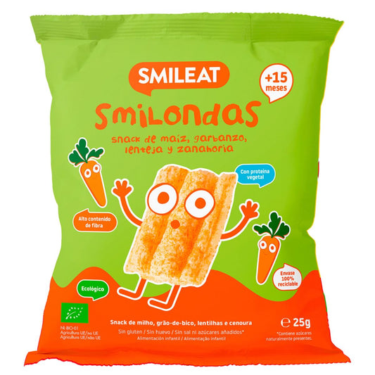 Smilondas Snack Milho, grão de bico, lentilhas e cenoura Eco Smileat 25 g