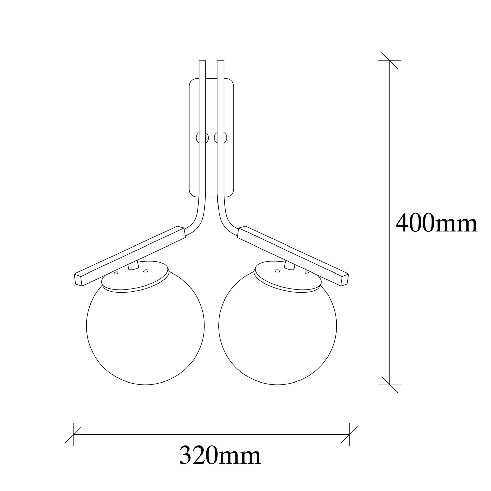 Aplique De Pared, Hierro , Anticuario negro, 32x20x40, Casquillo 2 X E 27 Max 40 W_1