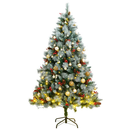 Vidaxl Árbol De Navidad Artificial Con Bisagras 300 Led Y Bolas 210 Cm_0