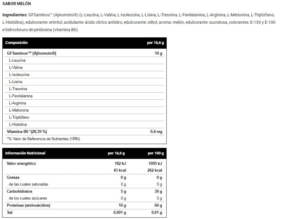 Gfs Aminos - 340g - Melón - Esenciales E Hidrolizados - Vitobest_5