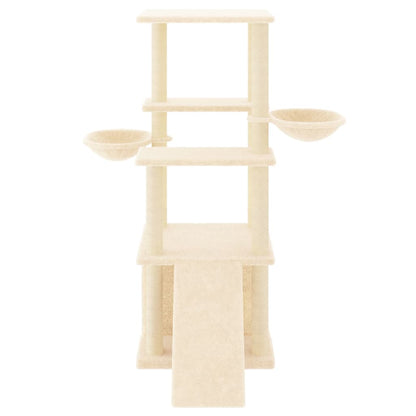 Rascador Para Gatos Con Postes De Sisal Color Crema 133 Cm_2