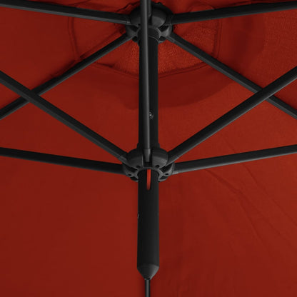 Vidaxl Sombrilla Doble De Jardín Con Palo De Acero Terracota 600 Cm_4