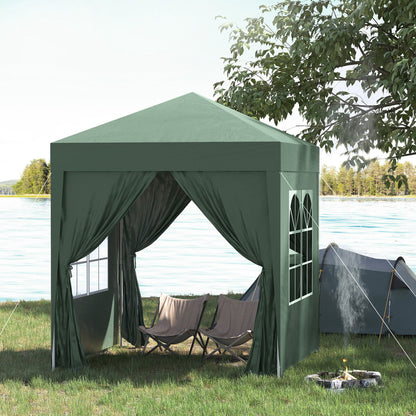 Outsunny Carpa Plegable 2x2m Exterior Con 4 Paredes Y Bolsa De Transporte Verde_1