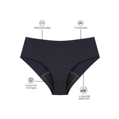 Cueca menstrual sem costuras My Alma, preta, tamanho S