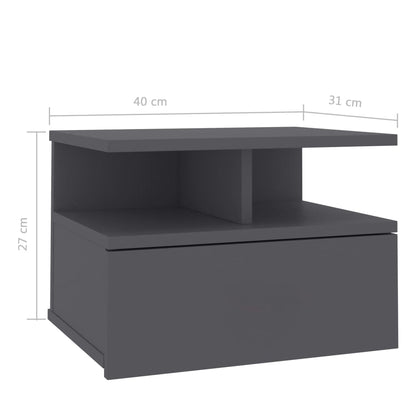 Mesita De Noche Flotante Madera De Ingeniería Gris 40x31x27 Cm_4