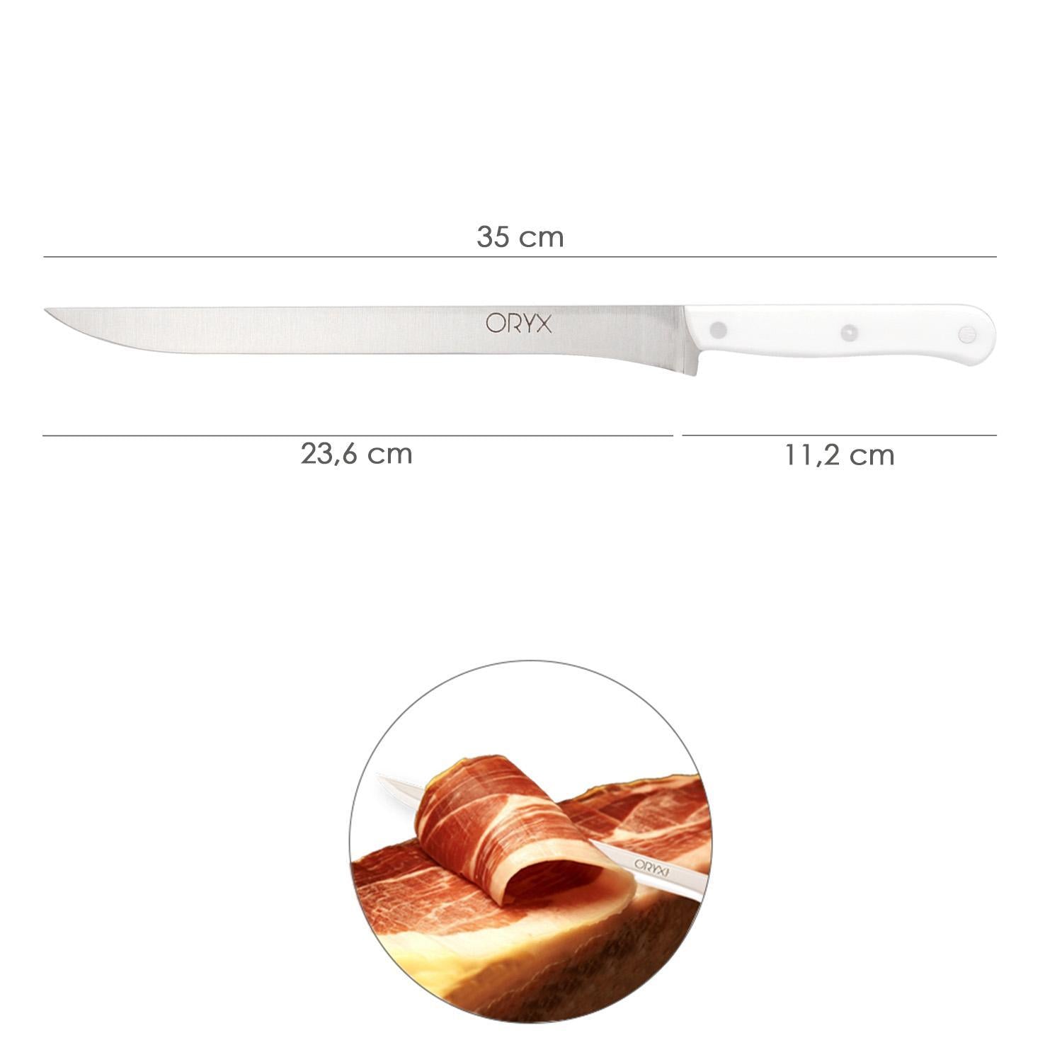 Cuchillo Husky Jamonero 25 Cm. Hoja Acero Inoxidable, Cuchillo Jamon, Cuchillo Cortar Jamon Mango Ergonomico Blanco_1