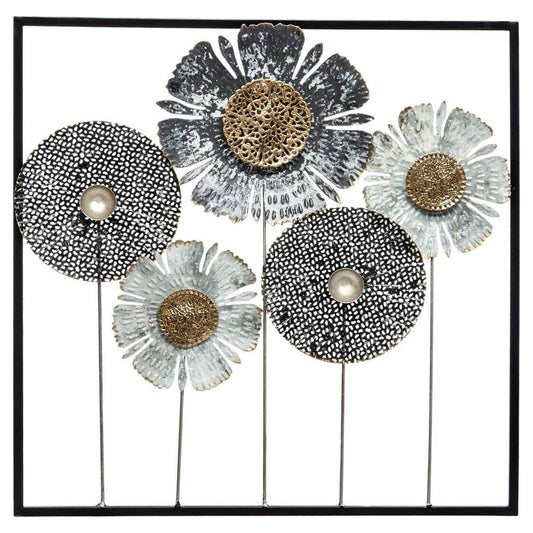 Well Home Decoración De Pared Metálica De Flores 50x50cm_0