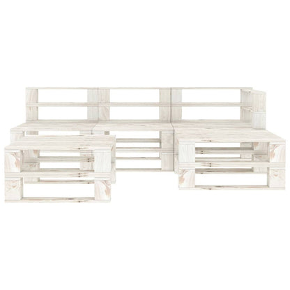 Vidaxl Juego De Muebles De Palets Para Jardín 5 Piezas Madera Blanco_1