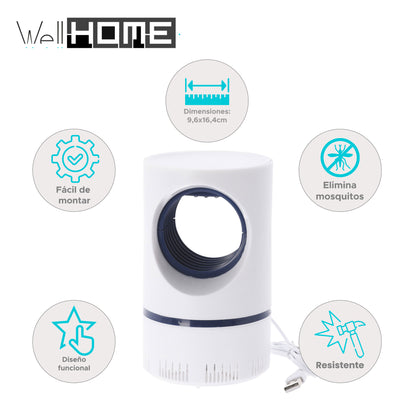 Well Home Lámpara Matamosquitos Con Ventilador Y Cable Usb, Tamaño Ø9,6x16,4cm_1