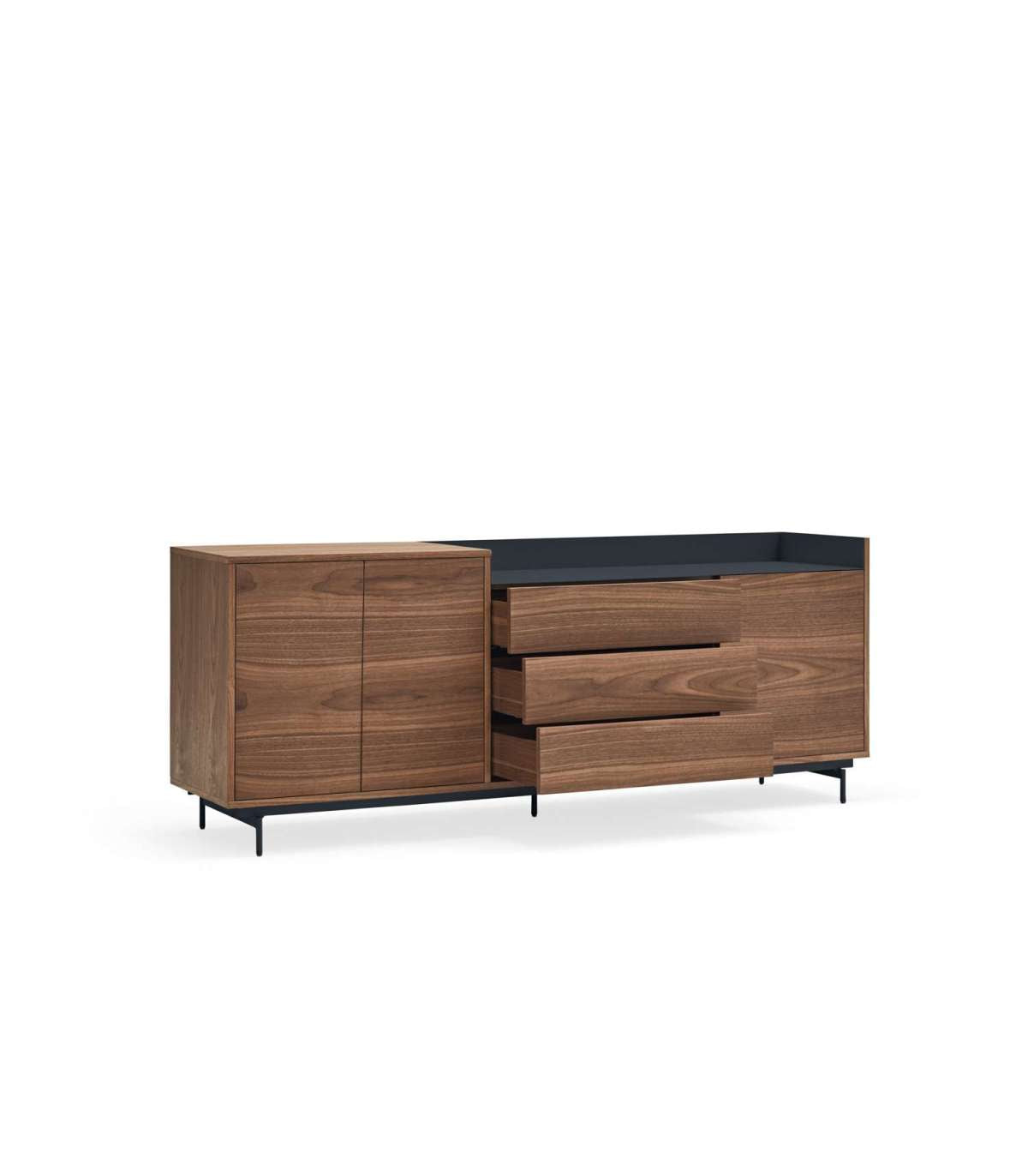 Mueble Aparador Para Comedor Modelo Valley 3 Puertas 3 Cajones Acabado Nogal/azul Oscuro,_3