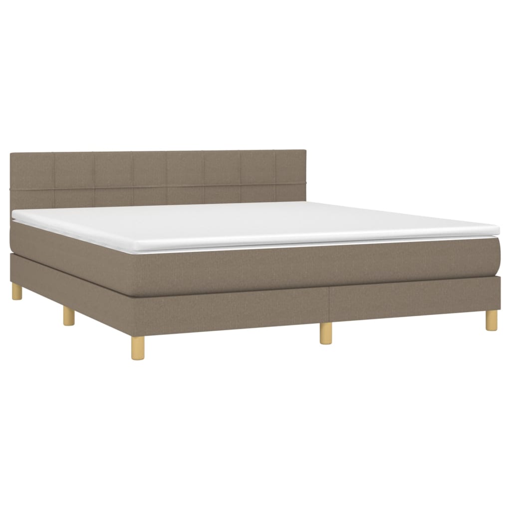 Cama Box Spring Con Colchón Led Tela Gris Taupe 180x200 Cm / Vetonek_2