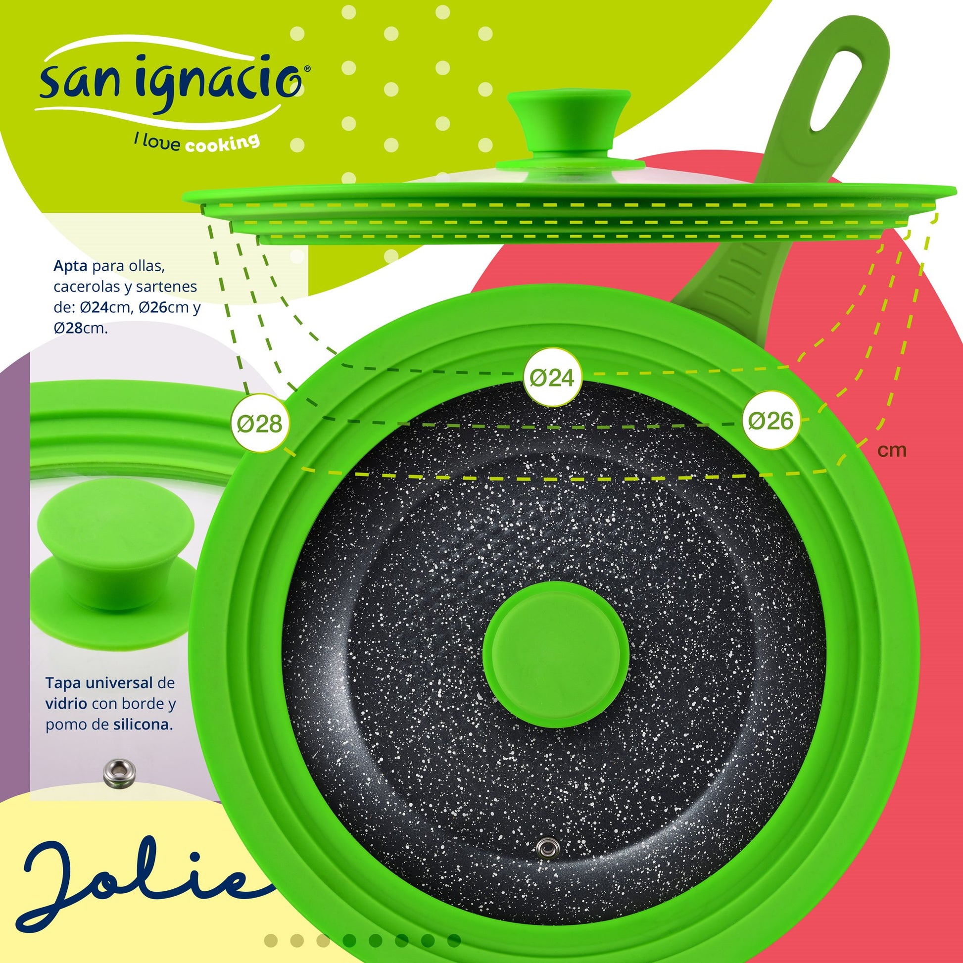 Pack De 3 Sartenes Ø20/24 Y 28 Cms + Tapa Universal (24,26,28cm) Color Verde_4