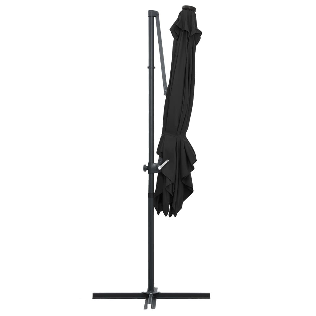 Vidaxl Sombrilla Voladiza Con Luces Led Y Poste Acero Negro 250x250 Cm_4