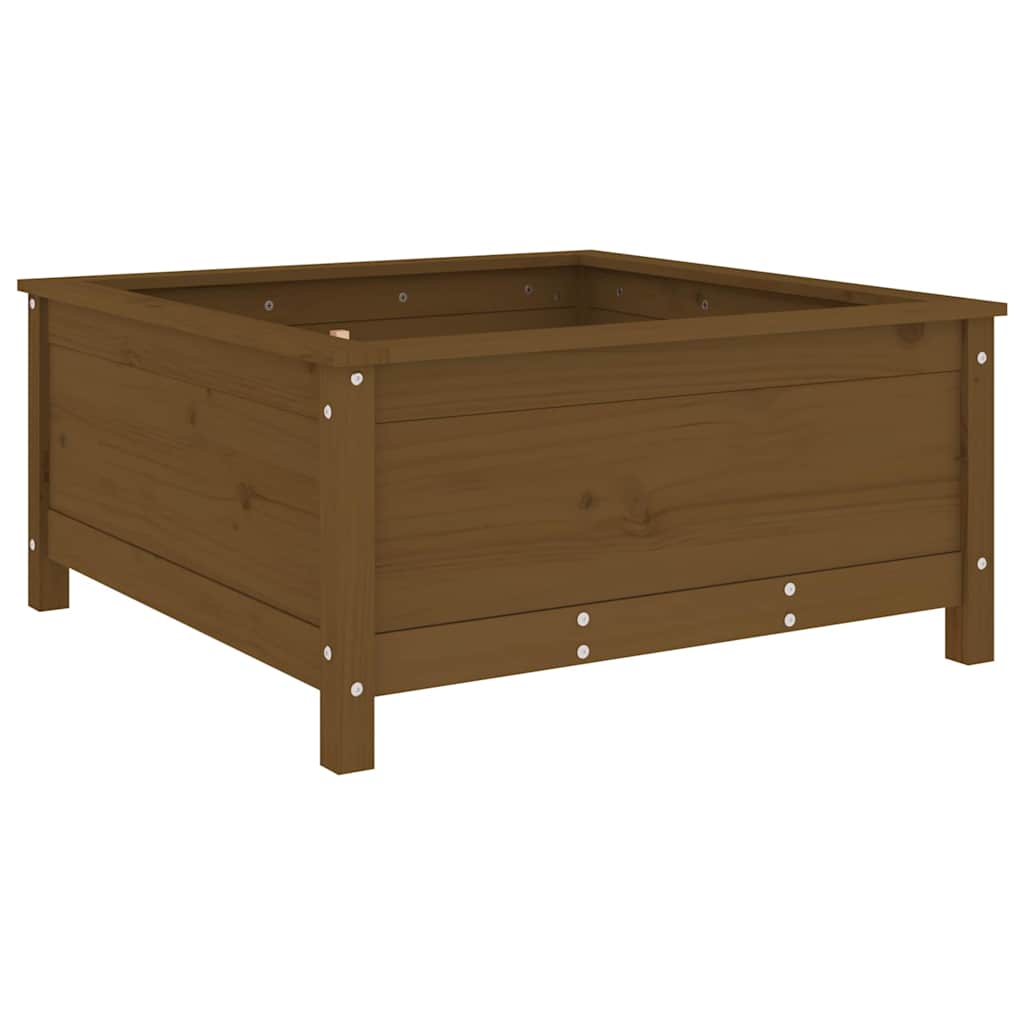 Jardinera Madera Maciza De Pino Marrón Miel 82,5x82,5x39 Cm_5